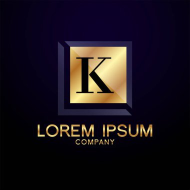 K Letter Alphabet Gold Premium Logo