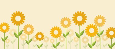 Spring Banner Design with Yellow Flowers on Background. vector illustration