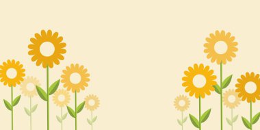 Spring Banner Design with Yellow Flowers on Background. vector illustration