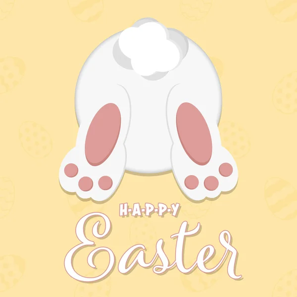 Boldog Húsvéti Üdvözlőlapot Egy Aranyos Húsvéti Nyuszi Hátsó Nézet Írás — Stock Vector