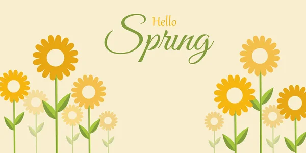 Spring Banner Design Yellow Flowers Background Vector Illustration — Stockvektor