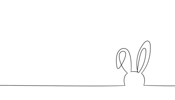 Nepřetržitá Jednořádková Kresba Velikonočního Zajíčka Roztomilá Králičí Silueta Ušima Jednoduchém — Stockový vektor