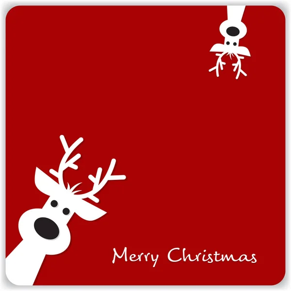 红色背景下可爱的驯鹿 圣诞背景 旗帜或卡片 — 图库矢量图片