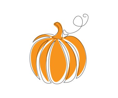 Mutlu Şükran Günleri. Tarafsız tebrik kartları. Tek satırlık sanat balkabakları ve harflerle. Modern sonbahar tatili arka plan vektör çizimi. Tek sıra sonbahar dekoratif posterleri