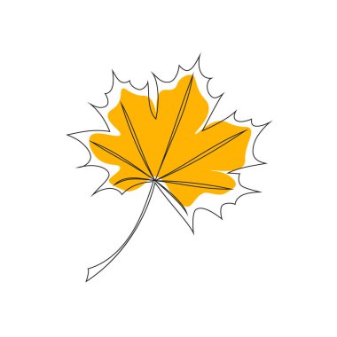 Sonbahar yaprağının bir çizimi. Sonbahar betiği yazı tipi ve yaprakları beyaz arkaplan vektörü illüstrasyonunda izole