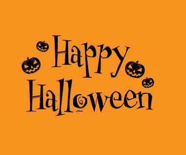 Mutlu Cadılar Bayramı harfleri, vektör turuncu ve siyah arkaplan