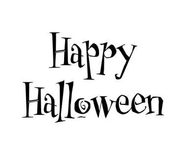 Mutlu Cadılar Bayramı harfleri, vektör siyah beyaz arkaplan