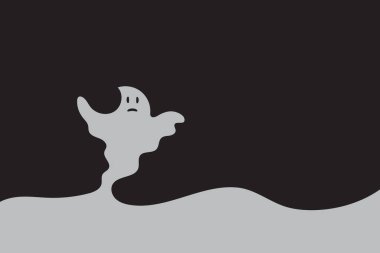 Cadılar Bayramı için soyut hayalet sürekli tek çizgi çizimi. Siyah ve beyaz vektör çizimi.