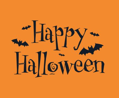 Mutlu Cadılar Bayramı harfleri, vektör turuncu ve siyah arkaplan.