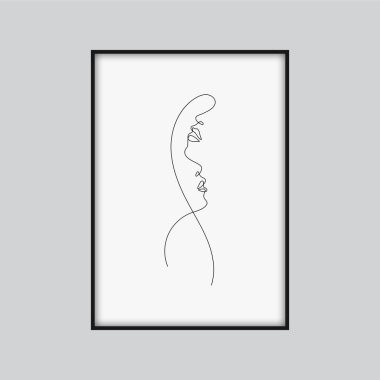 Beyaz arka planda izole edilmiş bir kadın vücudu çizimi. Siyah tek çizgi sanat. Vektör illüstrasyonu