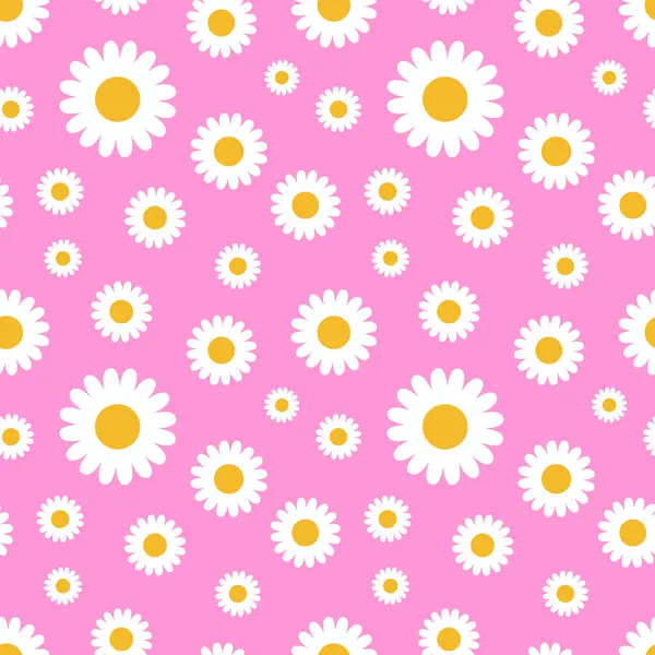 Gänseblümchen Blühen Nahtlos Auf Editierbarem Lila Hintergrund Hübsches Blumenmuster Für Stockillustration