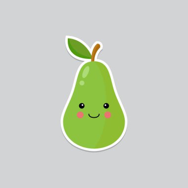 Eski moda meyve karakterleri. Komik armut maskotu, gülen surat, eller ve ayaklar. Summer Fruit vektör çizimi. Meyve sulu etiket paketi.