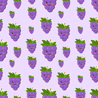 Üzüm ve yapraklarla kusursuz bir desen. Üzümsüz desen. Beyaz arka planda dikişsiz üzüm. Yaz meyveleri.