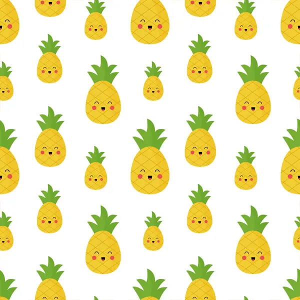 Kusursuz ananas deseni, tekstil kumaşı veya duvar kağıdı arkaplanı için sevimli ananas karalama deseni.