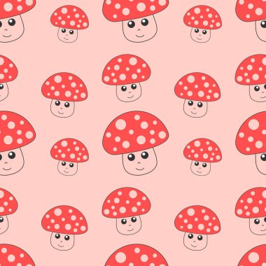 Kumaşlar ve tekstil için bitkisel mantarlar dikişsiz desen herhangi bir çocuk tasarım vektörü giyerken kullanılabilir..