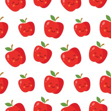 Düzenlenebilir arka planda yaz meyvesi olan kusursuz bir vektör. muz, kiraz, üzüm, limon, avokado, mango, portakal, elma, çilek, armut. sevimli meyveler dikişsiz desen.