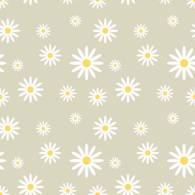Düzenlenebilir arkaplan illüstrasyonunda dikişsiz papatya çiçeği. Parmak izi için oldukça çiçek desenli. Düz tasarım vektörü. Bahar ve yaz kusursuz. Çiçekler kusursuz dizayn. Güzel çiçek deseni..