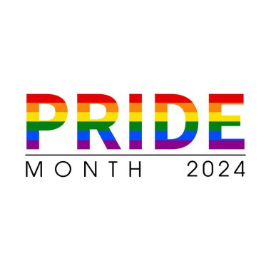 Sosyal medya paylaşımları, hikayeler ve web siteleri için LGBTQ bayrağı taşıyan vektör pankartı. LGBT gökkuşağı sembolü şablonu. Gurur ayı kutlaması için çıkartma. Gurur Günü. Vektör illüstrasyonu.