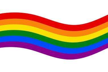 Lezbiyen, gey ve biseksüel renkli konsept vektör arkaplanının LGBT gökkuşağı dalga bayrağı dalgalanıyor.