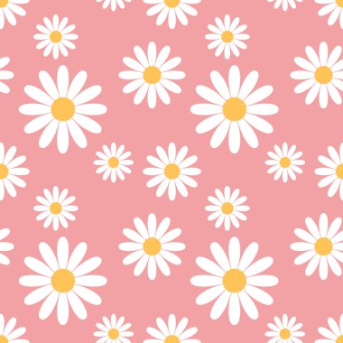 Düzenlenebilir arkaplan illüstrasyonunda dikişsiz papatya çiçeği. Parmak izi için oldukça çiçek desenli. Düz tasarım vektörü. Bahar ve yaz kusursuz. Çiçekler kusursuz dizayn. Güzel çiçek deseni..