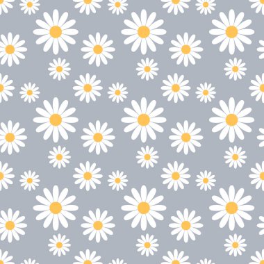 Düzenlenebilir arkaplan illüstrasyonunda dikişsiz papatya çiçeği. Parmak izi için oldukça çiçek desenli. Düz tasarım vektörü. Bahar ve yaz kusursuz. Çiçekler kusursuz dizayn. Güzel çiçek deseni..