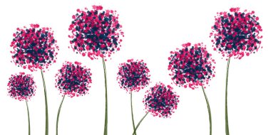 Vektör el çizilmiş suluboya güzel dairesel çiçek çelengi açan bahar çiçekleri, beyaz izole arkaplanda yeşil yapraklar.