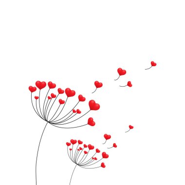 Vektör illüstrasyon karahindiba zamanı. Rüzgarda uçuşan karahindiba tohumları. Karahindiba tohumları rüzgârda savruluyor. Rüzgar, beyaz arka planda izole edilmiş bir karahindibayı şişiriyor..