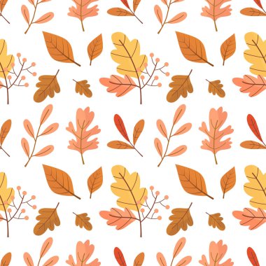 Sonbahar yapraklarıyla kusursuz desen. Vektör illüstrasyonu.