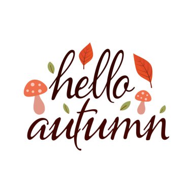 Sonbahar titreşimleri. Motivasyon alıntısı ve minimalist tarzda kestane yaprağı içeren sezonluk kare şablonu. El çizimi harfler. Sancaklar, posterler, kartlar, davetiyeler için sonbahar tasarımı. Vektör illüstrasyonu.