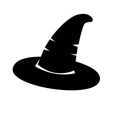 Cadılar Bayramı şapkası siluet vektör tasarımı beyaz arkaplanda izole.