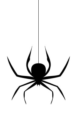 Vektör Örümcek Silueti. Cadılar Bayramı örümceği siluet vektör tasarımı beyaz arkaplanda izole.