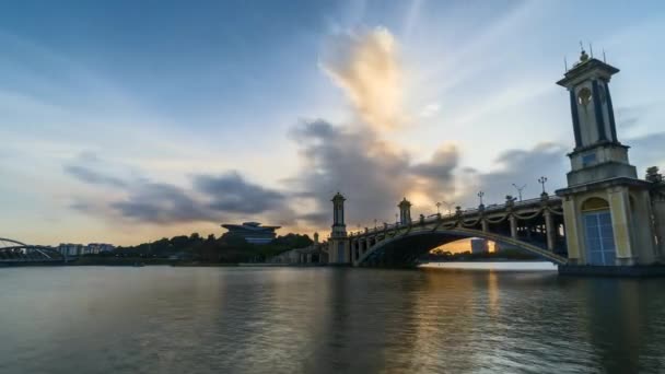 Timelapse Footage Beautiful Sunset Putrajaya Malaysia Reflection — Video