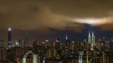 Time-lapse 4k UHD footage of cityscape of Kuala Lumpur, Malaysia during raining monsoon season