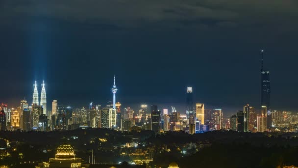 夜のマレーシア クアラルンプールの街並みのタイムラプス4K Uhd映像 — ストック動画
