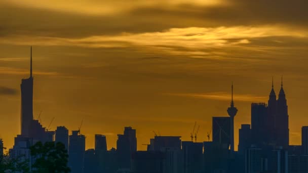 Kuala Lumpur City View Sunset Overlooking City Skyline Beautiful Ray — Video Stock