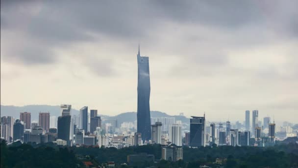 Kuala Lumpur Malaysia Jan 2023 Warisan Pnb118 Building Sunset Dawn — Vídeos de Stock