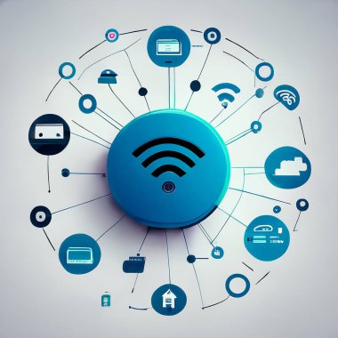 AI Illustration Wifi symbol for telecommunication, network infrastructure and internet of things IOT