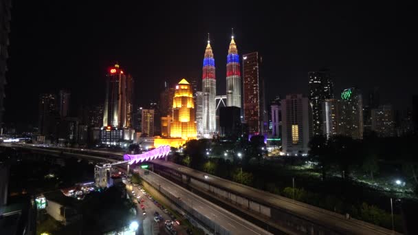 Kuala Lumpur Malasia Febrero 2023 Imágenes Tiempo Real Puente Peatonal — Vídeos de Stock