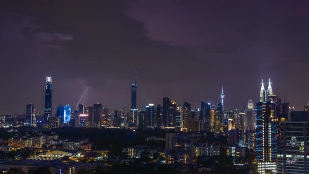 말레이시아의 콸라룸푸르 2023 폭풍이 몰아칠 번개가 쿠알라룸푸르의 — 비디오