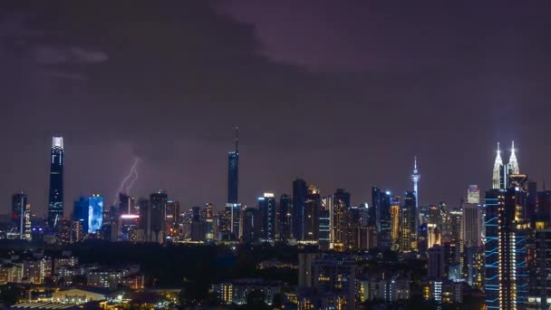 말레이시아의 콸라룸푸르 2023 폭풍이 몰아칠 번개가 쿠알라룸푸르의 — 비디오