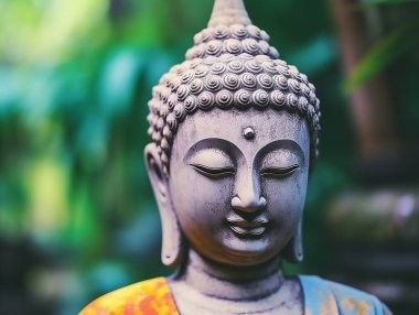 Wesak Günü, Buda heykelinin açık havada çekilmiş bir fotoğrafı.
