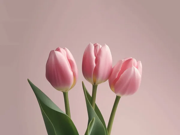 Pink Tulips Spring Flower Background Symbols Love Happy Women Mother — Stock Photo, Image