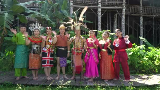 Kuching Sarawak Травня 2022 Традиційний Танцівник Селі Саравак Святкуючи Культуру — стокове відео