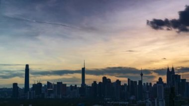 Kuala Lumpur, Malezya - 8 Mayıs 2023: Günbatımında Kuala Lumpur şehrinin zaman çizelgesi