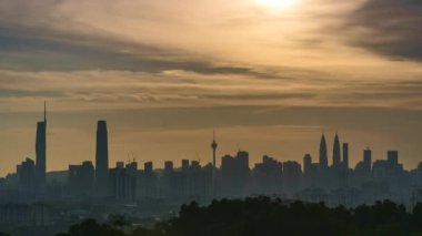 Kuala Lumpur, Malezya - 23 Mayıs 2023: Günbatımında Kuala Lumpur şehrinin zaman çizelgesi