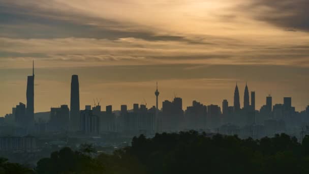 말레이시아의 콸라룸푸르 2023 Timelapse Footage Kuala Lumpur Cityscape Sunset — 비디오
