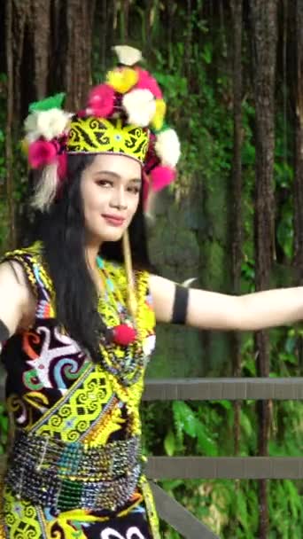 Elegancia Exquisita Atuendo Tradicional Una Dama Borneo Mostrando Belleza Cultura — Vídeos de Stock