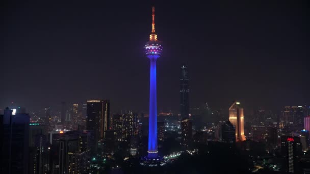 Kuala Lumpur Malaysia Sept 2023 Real Time Footage Tower Night — Stock Video