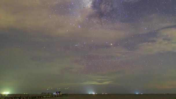 Idő Múlása Felhős Tejút Muar Johore Malajzia Csillagnézés — Stock videók