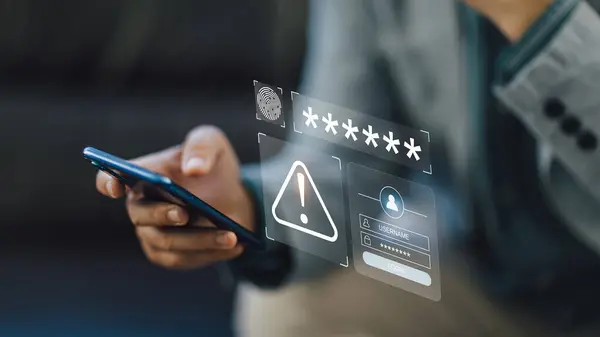 Siber suç ve siber güvenlik kavramı. El gösterimi koruma sistemleri, ağlar ve dijital saldırılara karşı programlar. E- posta, hackleme şifresi ve kişisel veri sağlayan internet bağlantılı sistemlerin korunması. Hacker yazılımı veya kötü amaçlı yazılım.
